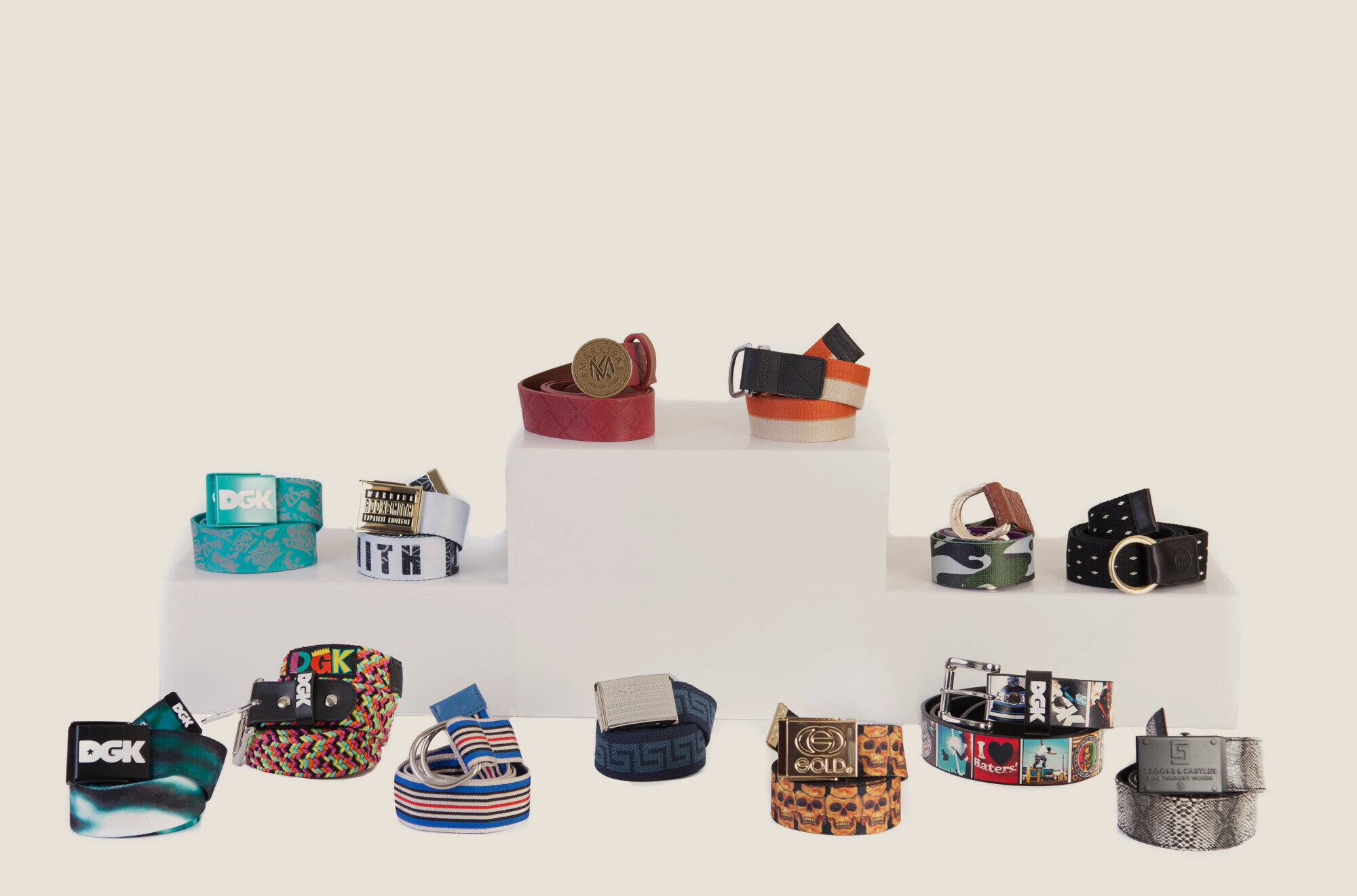 Woven, leather and printed belt range